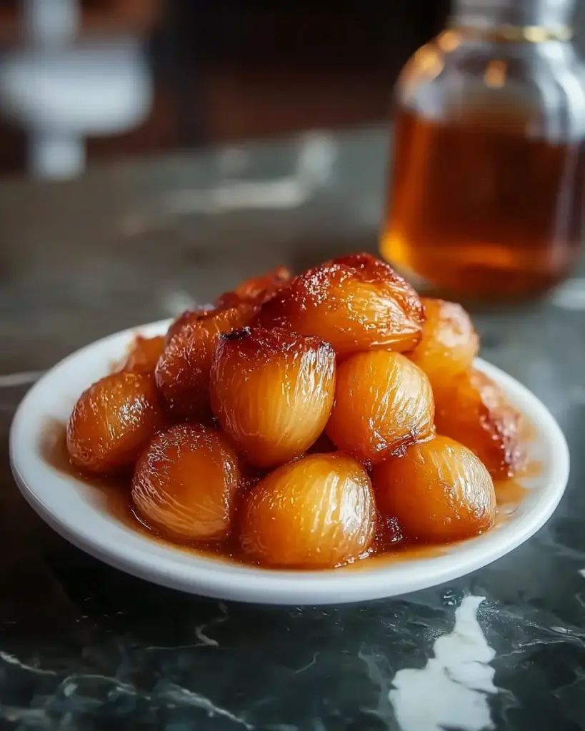 A delicious plate of Maple Syrup Onion Boil