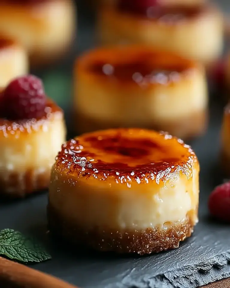 A delicious plate of Mini Crème Brûlée Cheesecakes – Indulge in Decadent Bliss