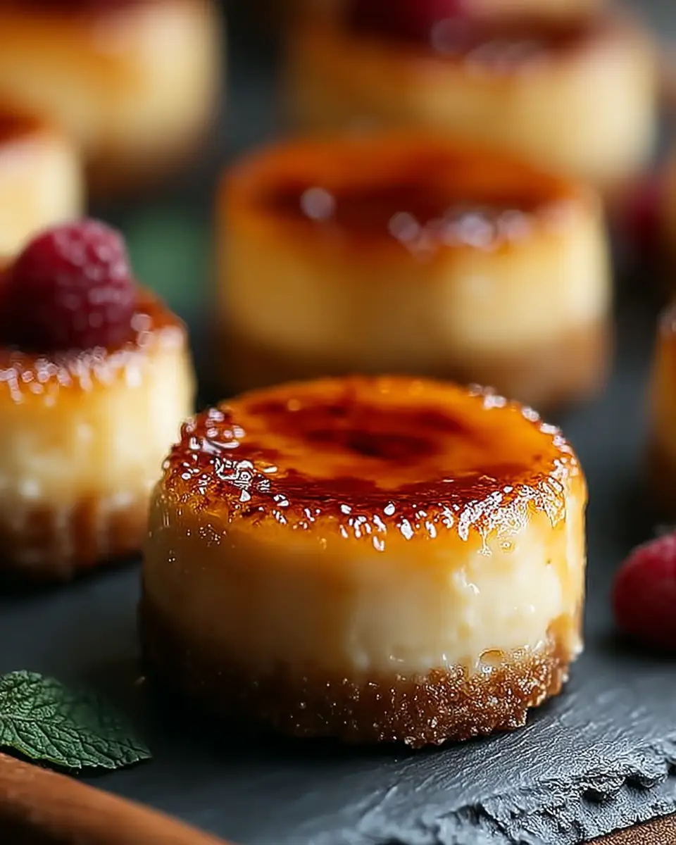 A delicious plate of Mini Crème Brûlée Cheesecakes – Indulge in Decadent Bliss