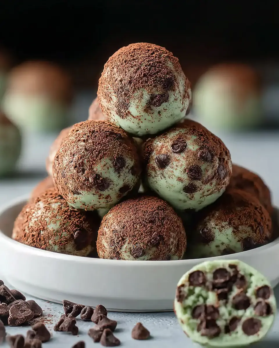 A delicious plate of Mint Chocolate Chip Protein Balls: The Ultimate Healthy Snack