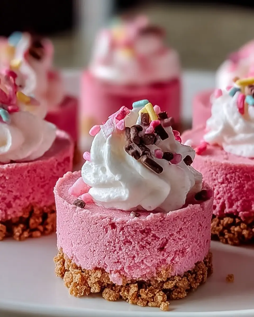 A delicious plate of No-Bake Pink Velvet Cheesecake Bites: Creamy Bliss Awaits!