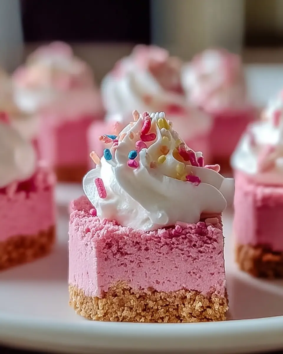 A delicious plate of No-Bake Pink Velvet Cheesecake Bites: Creamy Bliss Awaits!