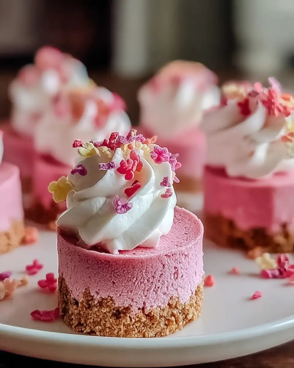 A delicious plate of No-Bake Pink Velvet Cheesecake Bites: Creamy Bliss Awaits!