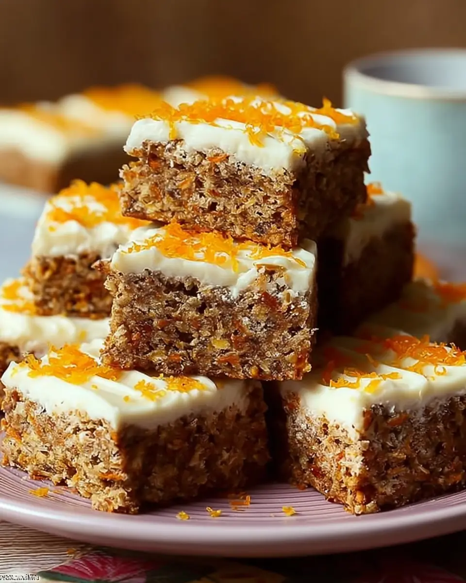 A delicious plate of No Sugar Cottage Cheese Carrot Cake Bars