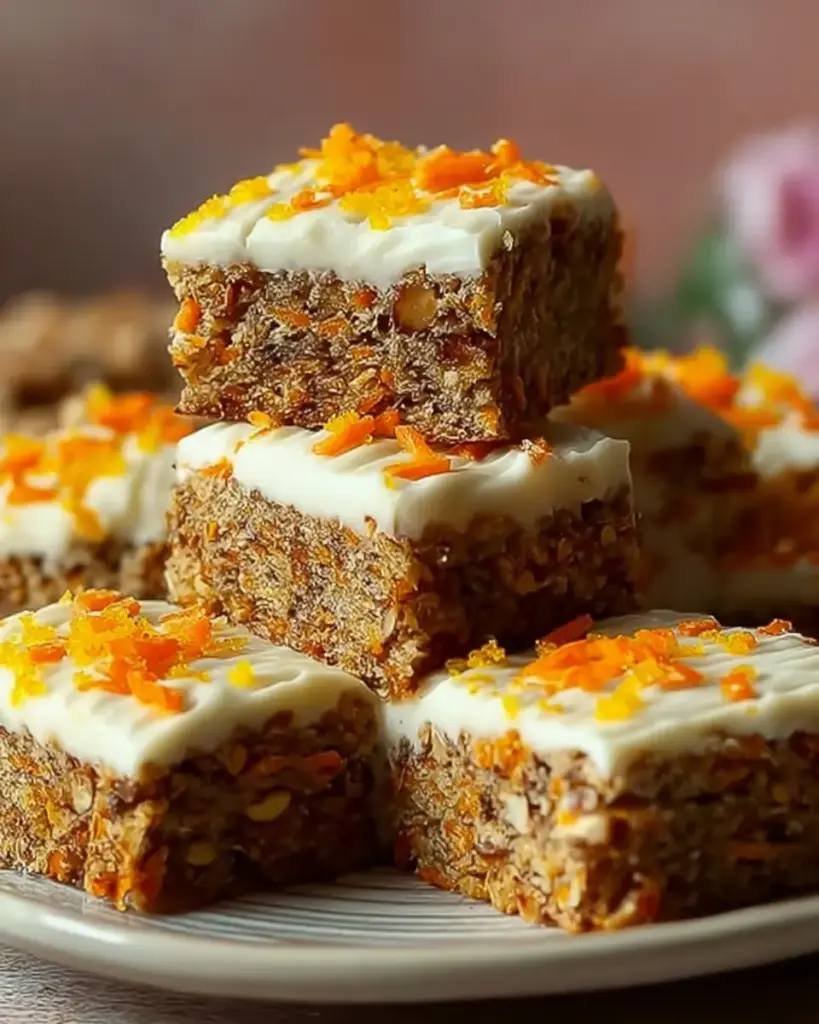A delicious plate of No Sugar Cottage Cheese Carrot Cake Bars