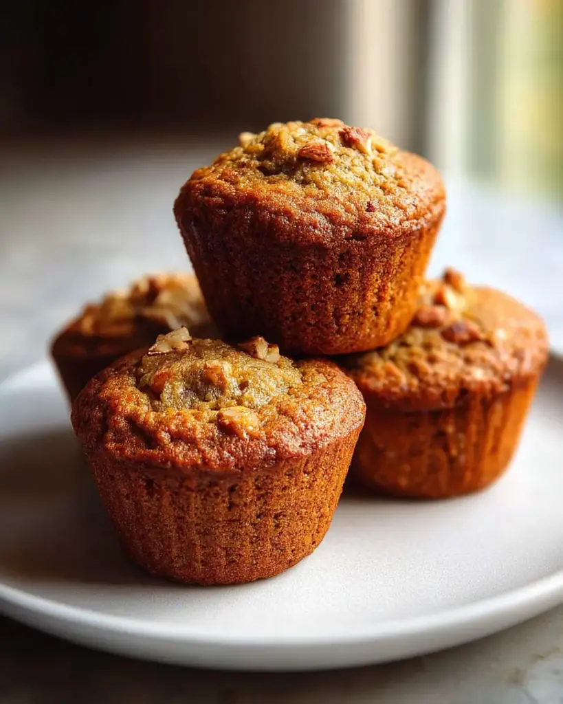 A delicious plate of One-Bowl Banana Protein Muffins (High Protein Breakfast Muffin)