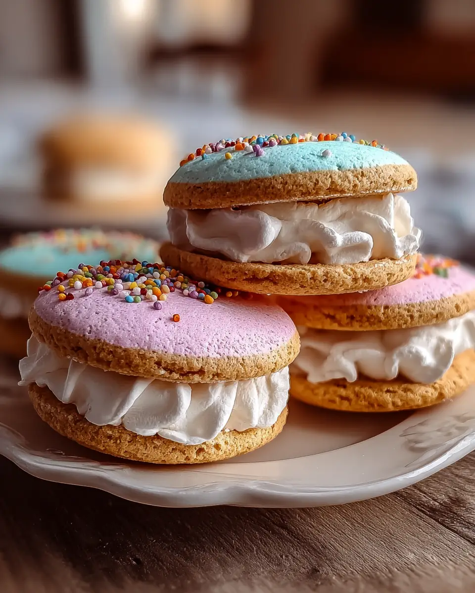 A delicious plate of Pastel Sugar Cookie Sandwiches