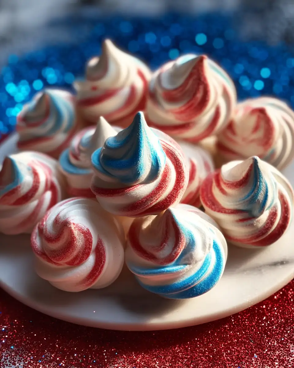 A delicious plate of Patriotic Meringue Cookies