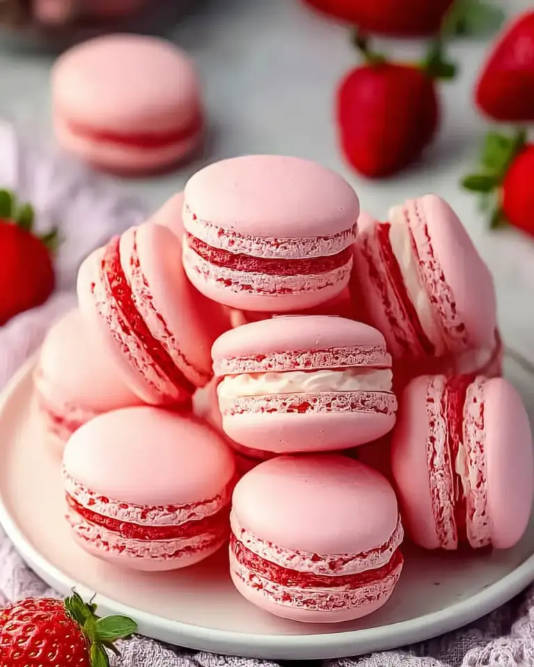 A delicious plate of Perfect Pink Strawberry Macarons: Pure Bliss
