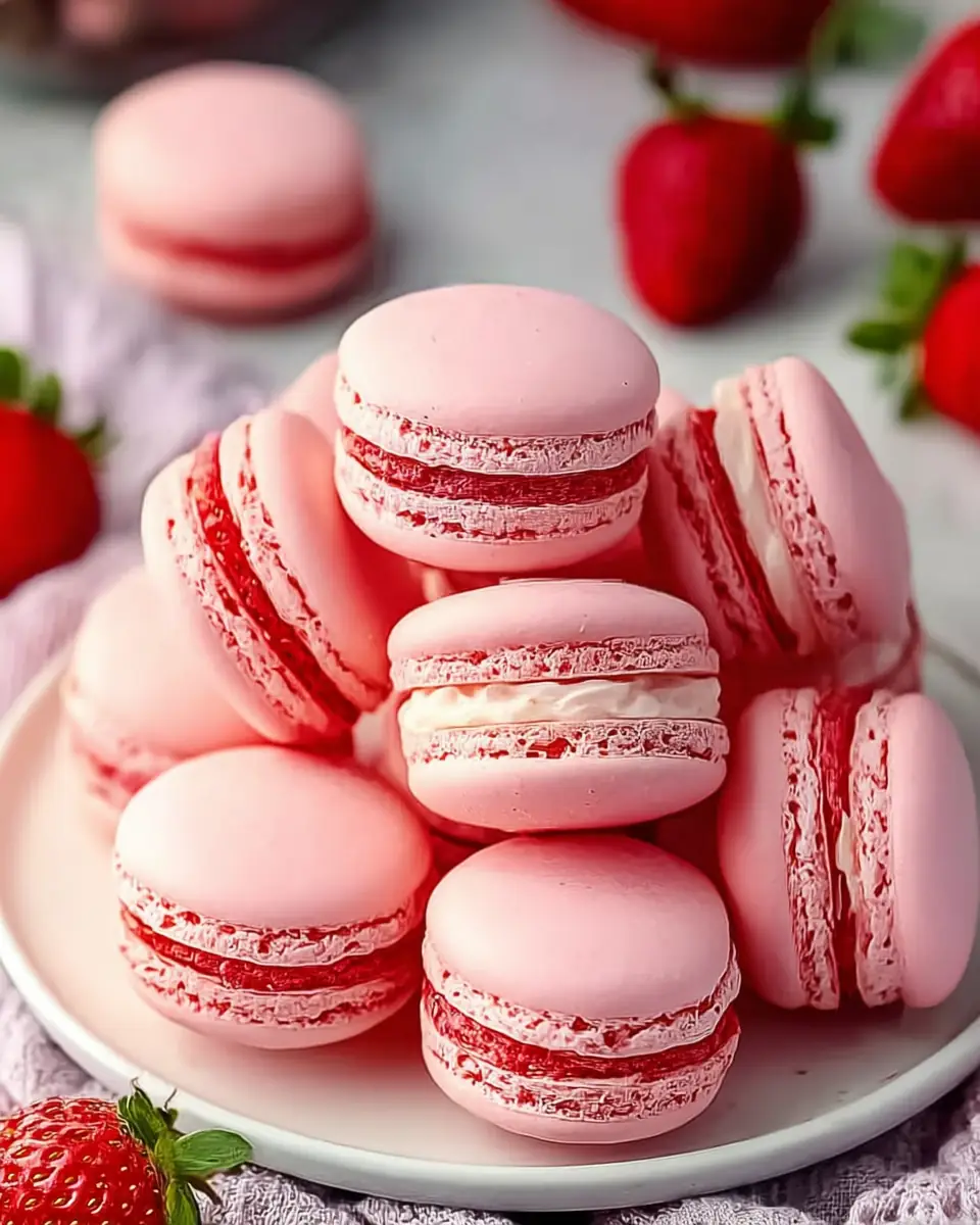 A delicious plate of Perfect Pink Strawberry Macarons: Pure Bliss