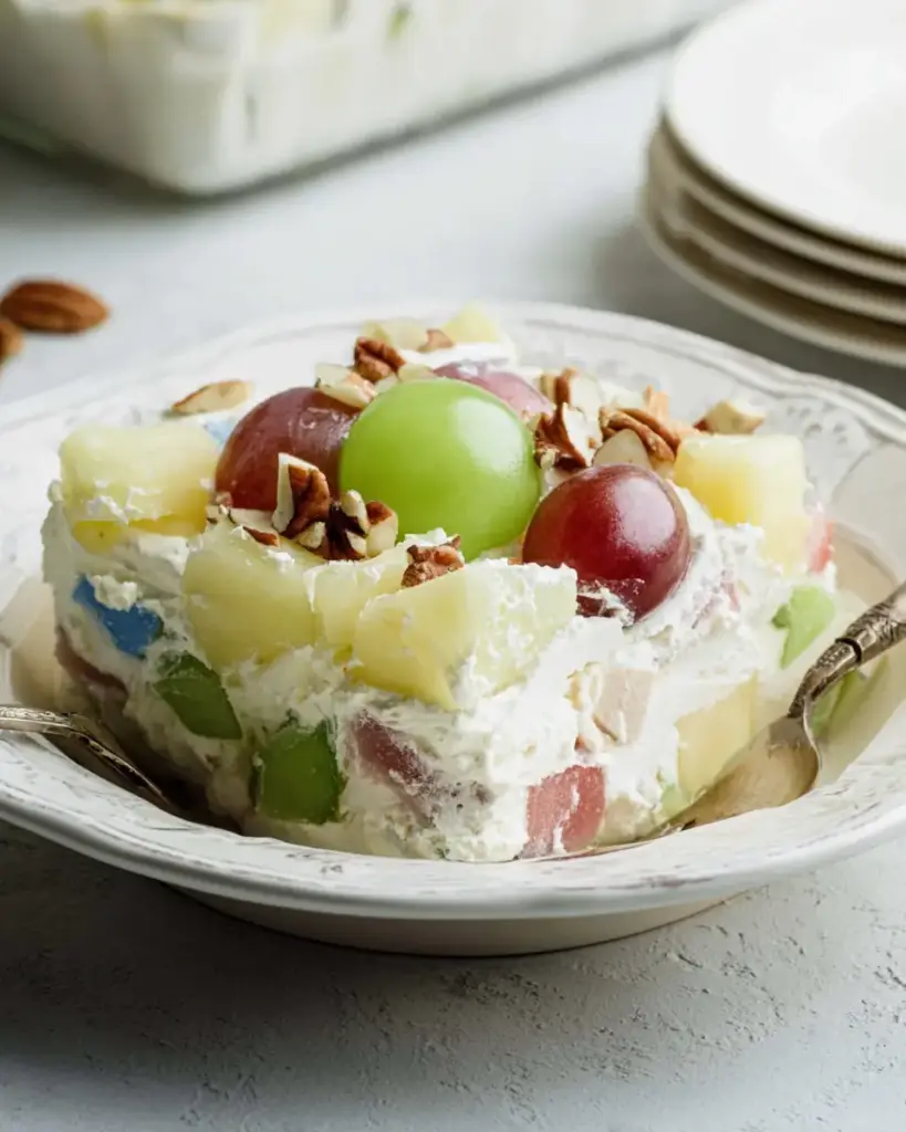 A delicious plate of Simple and Refreshing Frozen Pineapple & Grape Salad