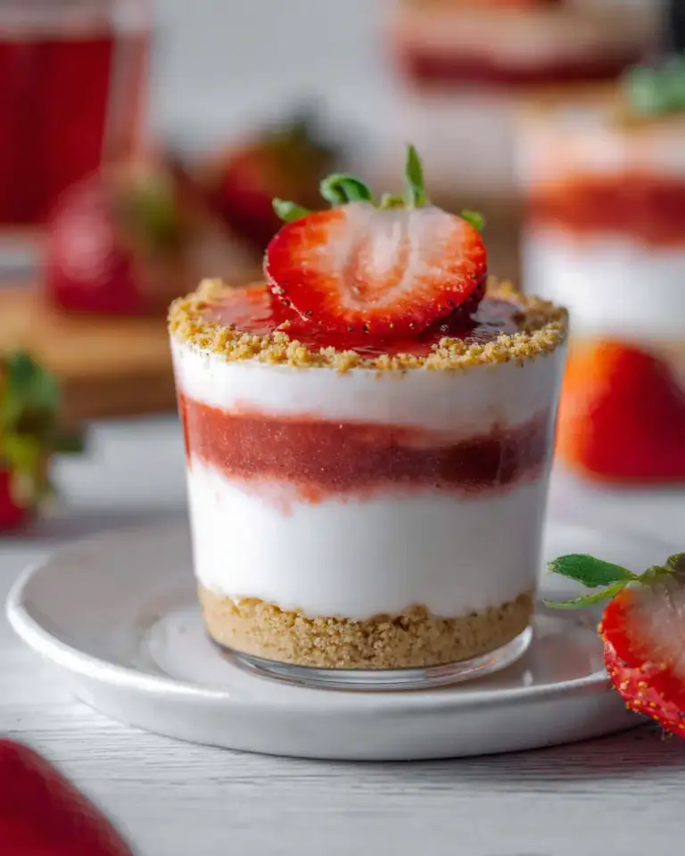 A delicious plate of Strawberry Cheesecake Cups (High-Protein)