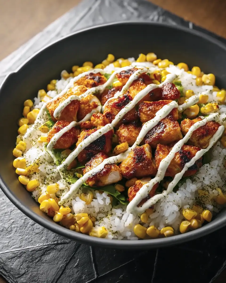 A delicious plate of Street Corn Chicken Bowls