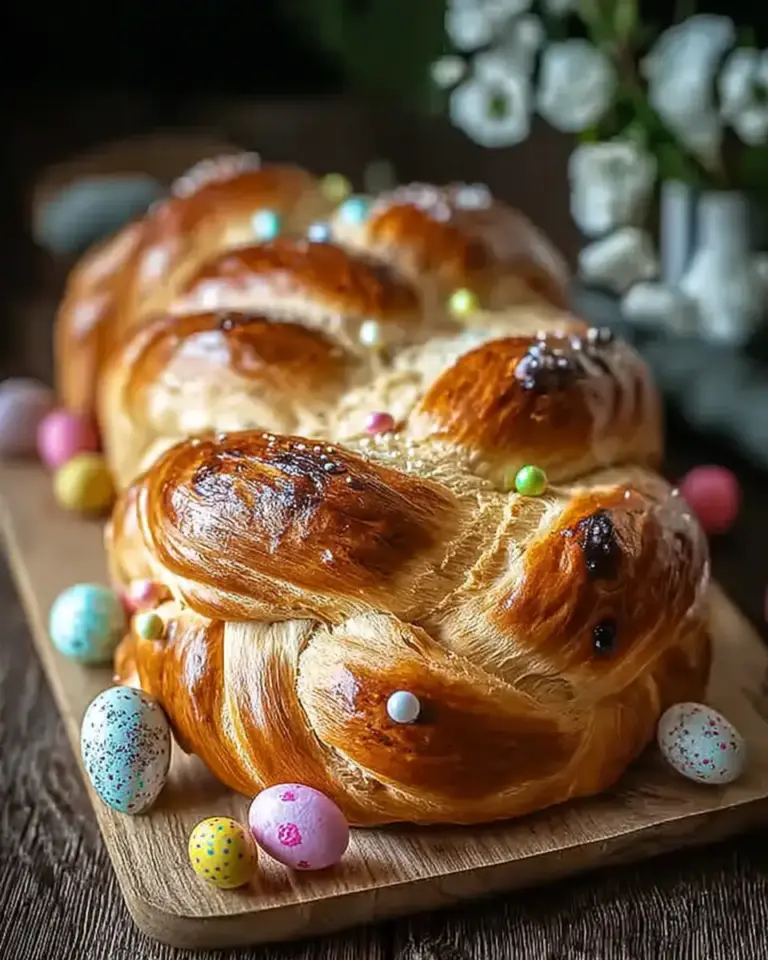 A delicious plate of Traditional Italian Easter Bread Recipe – Soft, Sweet, and Beautifully Festive