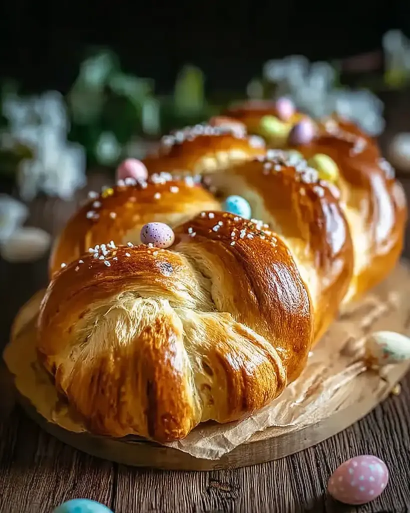 A delicious plate of Traditional Italian Easter Bread Recipe – Soft, Sweet, and Beautifully Festive