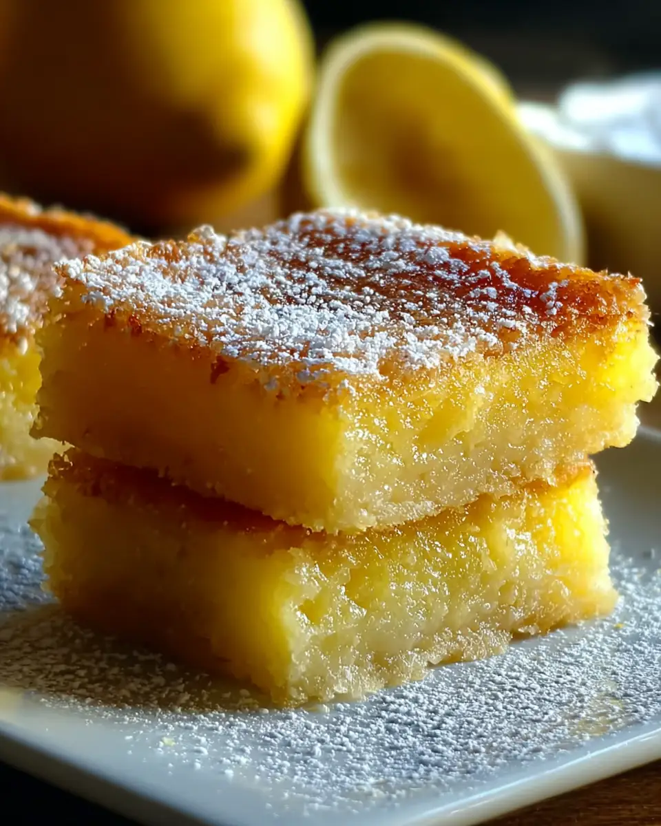 A delicious plate of Two Ingredient Lemon Bars