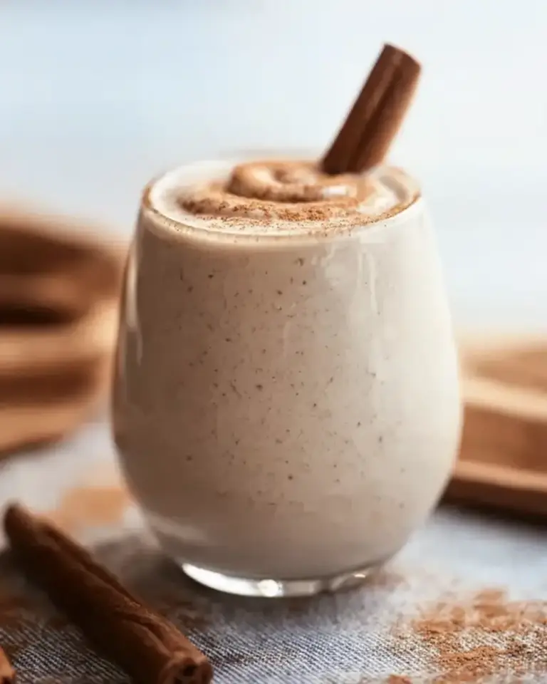 A delicious plate of Vanilla Cinnamon Roll Protein Smoothie