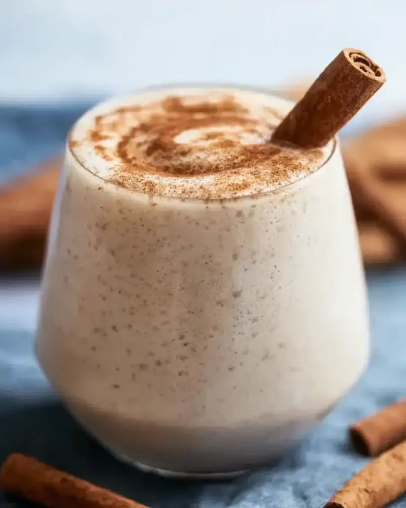 A delicious plate of Vanilla Cinnamon Roll Protein Smoothie