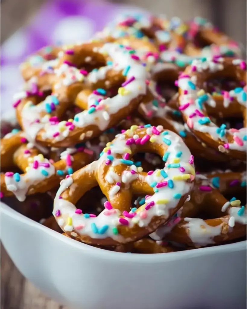 A delicious plate of Yogurt Covered Pretzels
