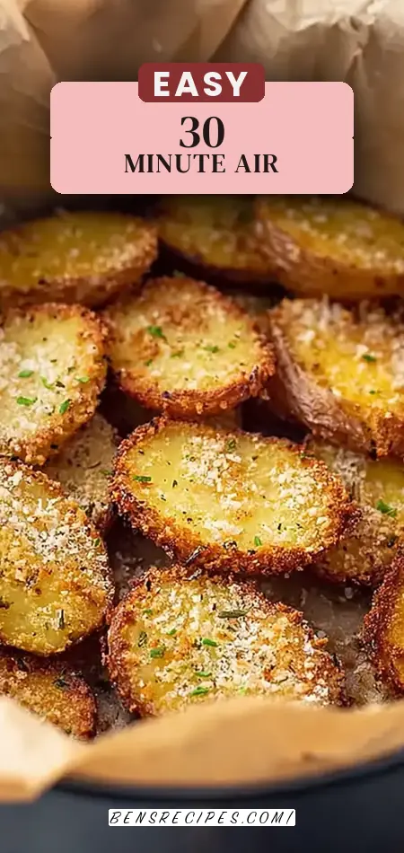 Pinterest pin (Design 2) for 30-Minute Air Fryer Parmesan Crusted Potatoes