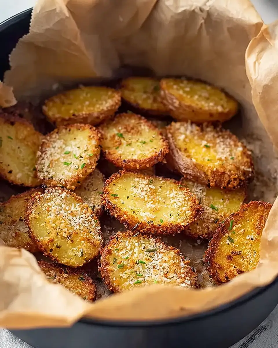 A delicious plate of 30-Minute Air Fryer Parmesan Crusted Potatoes