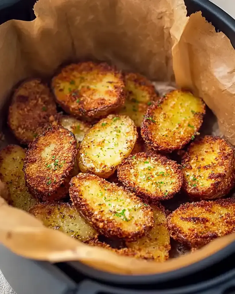A delicious plate of 30-Minute Air Fryer Parmesan Crusted Potatoes
