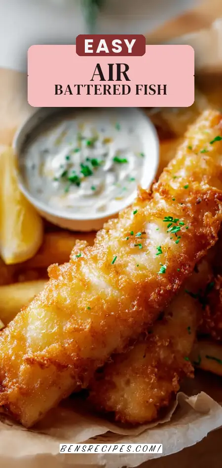 Pinterest pin (Design 2) for Air Fryer Battered Fish
