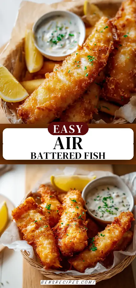 Pinterest pin (Design 3) for Air Fryer Battered Fish