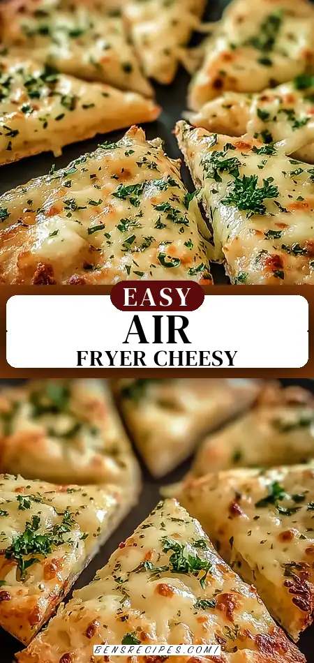 Pinterest pin (Design 3) for Air Fryer Cheesy Tortilla Garlic Bread