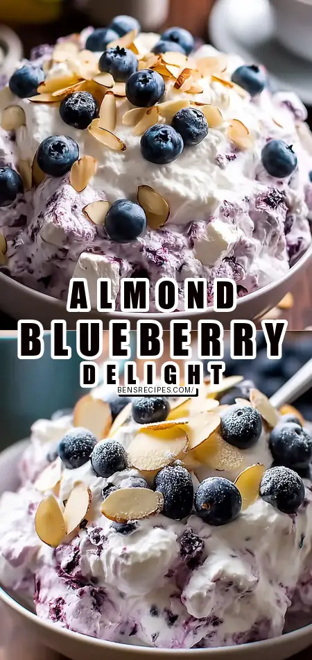 Pinterest pin (Design 1) for Blueberry Almond Fluff Salad: Easy and Delicious Recipe