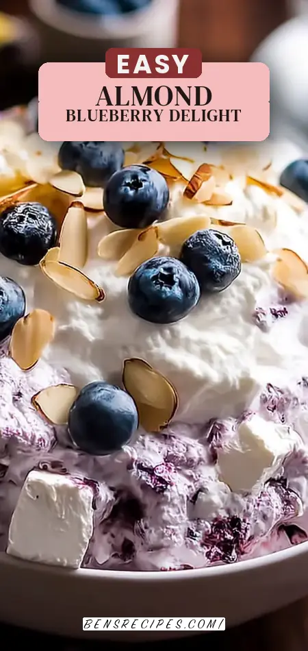 Pinterest pin (Design 2) for Blueberry Almond Fluff Salad: Easy and Delicious Recipe