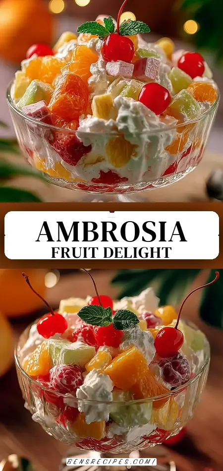 Pinterest pin (Design 3) for Fruit Cocktail Ambrosia Salad