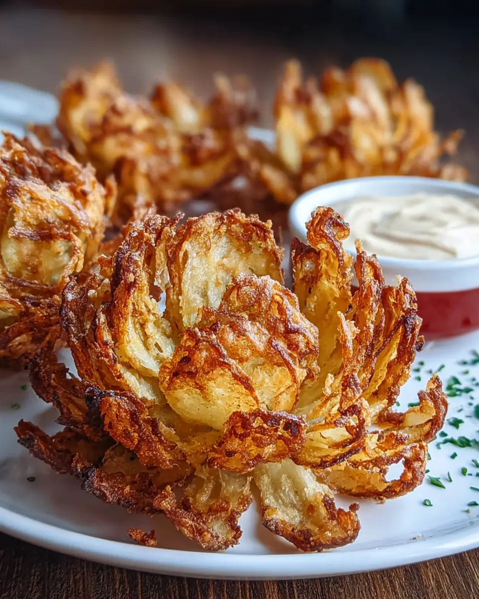 A delicious plate of Air Fryer Blooming Onion