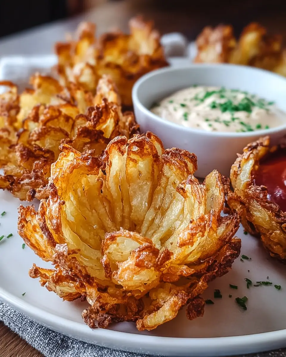 A delicious plate of Air Fryer Blooming Onion