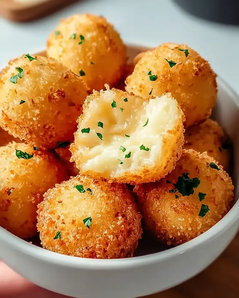 A delicious plate of Air Fryer Cheesy Mashed Potato Balls