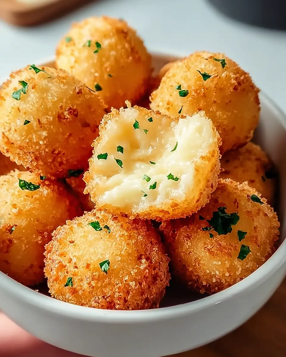 A delicious plate of Air Fryer Cheesy Mashed Potato Balls