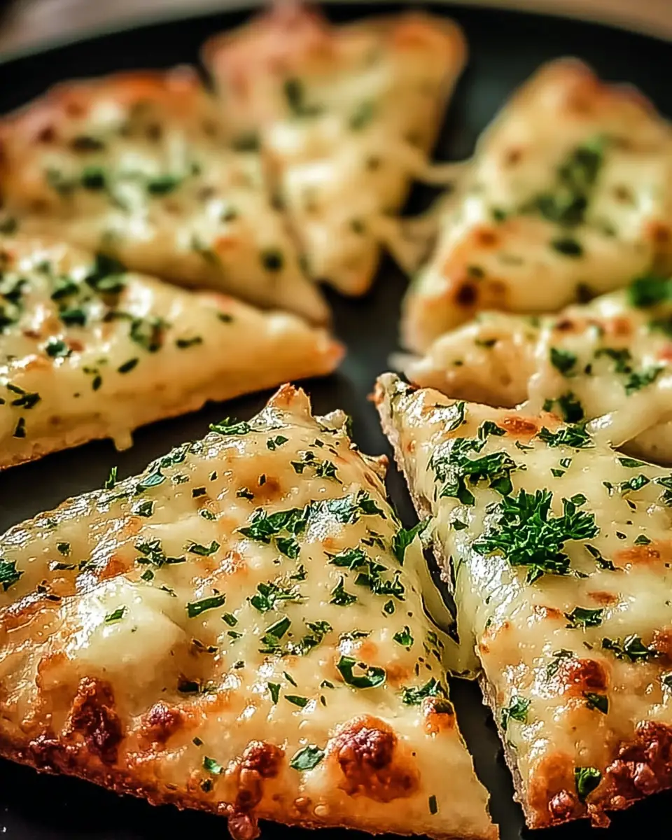 A delicious plate of Air Fryer Cheesy Tortilla Garlic Bread
