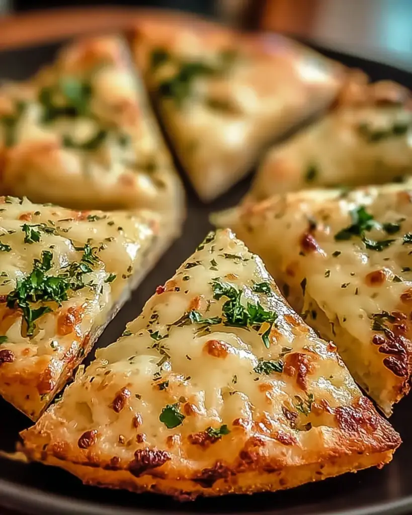 A delicious plate of Air Fryer Cheesy Tortilla Garlic Bread