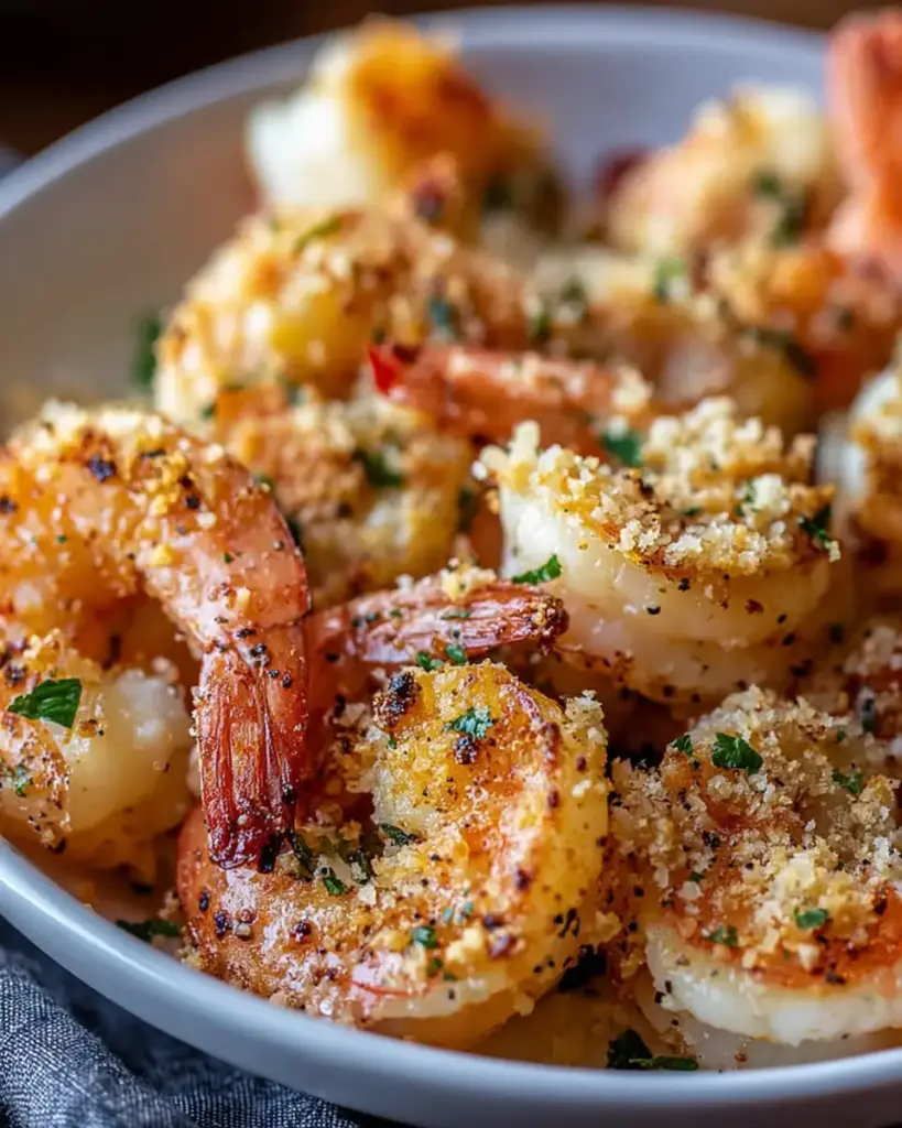 A delicious plate of Air Fryer Garlic Parmesan Shrimp