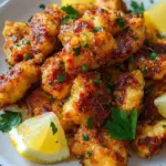 A delicious plate of Air Fryer Lemon Chicken Bites