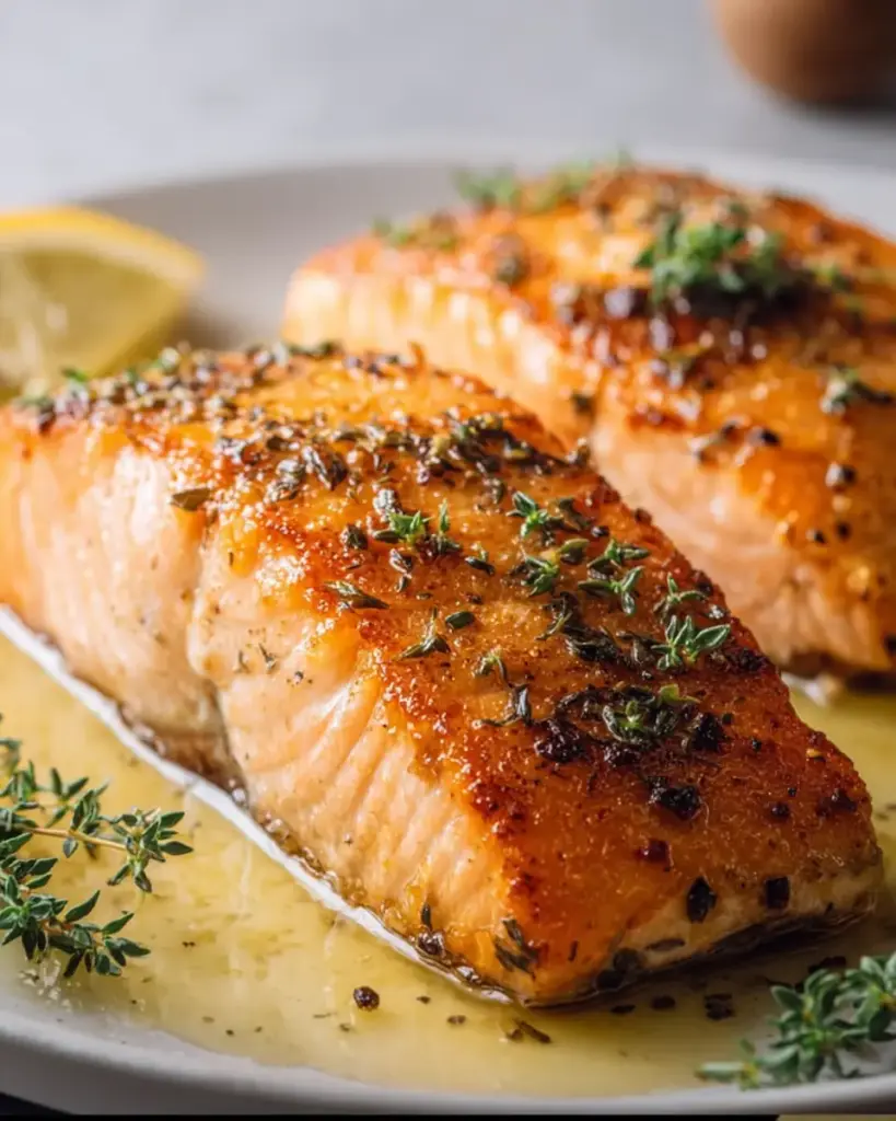 A delicious plate of Air Fryer Salmon Fillets: 20-Minute Crispy Delight