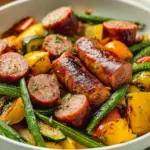 A delicious plate of Air Fryer Sausage with Vegetables Recipe
