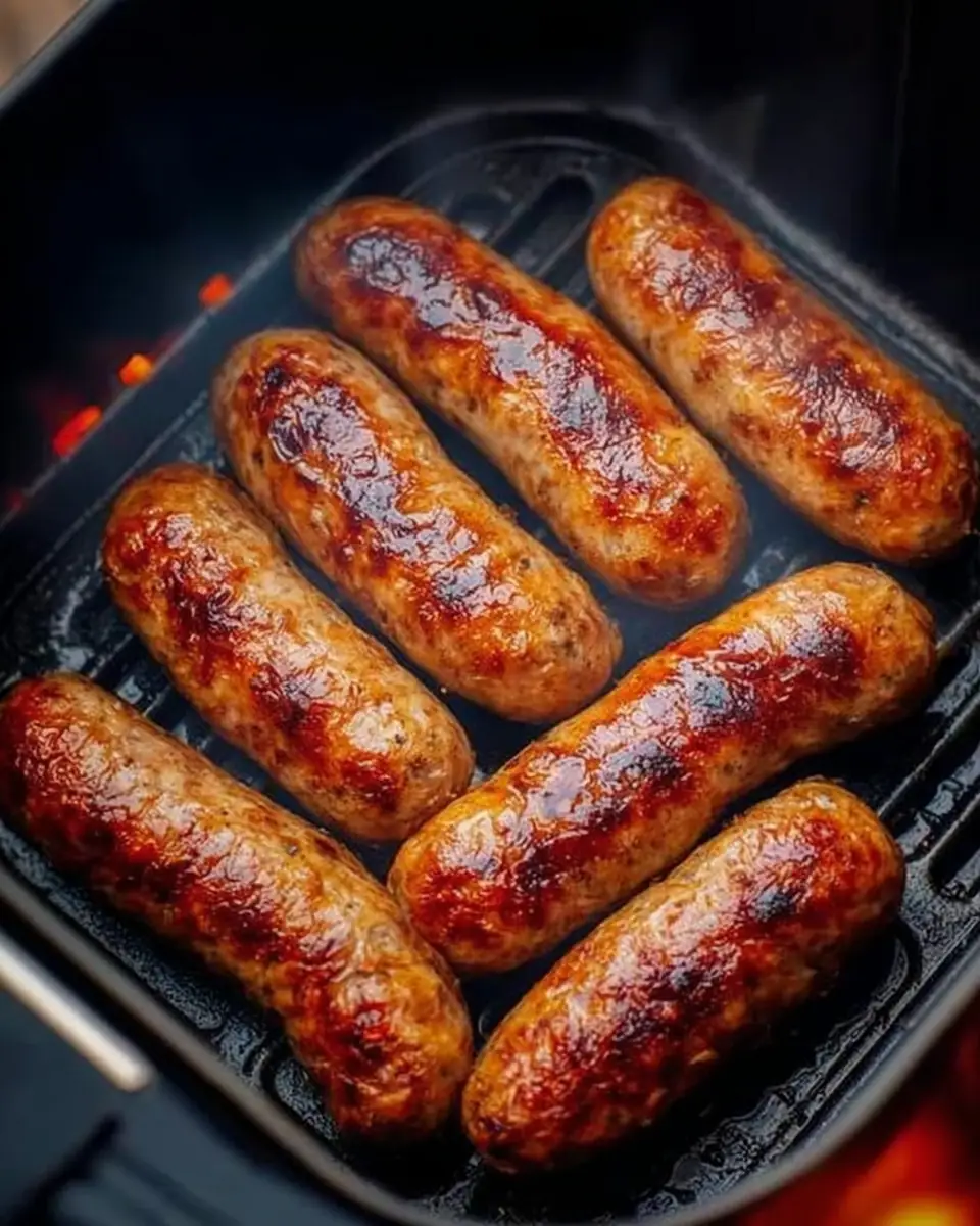 A delicious plate of Air Fryer Sizzling Pub-Style Sausage