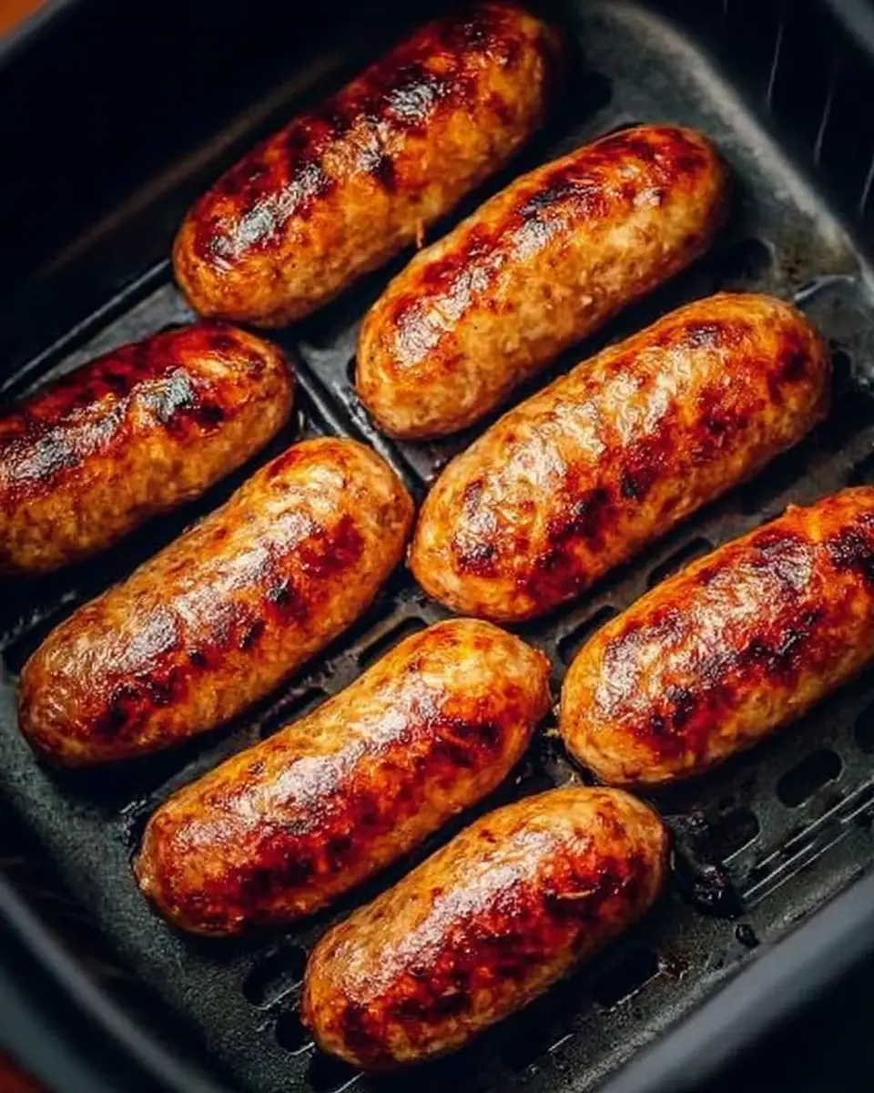A delicious plate of Air Fryer Sizzling Pub-Style Sausage