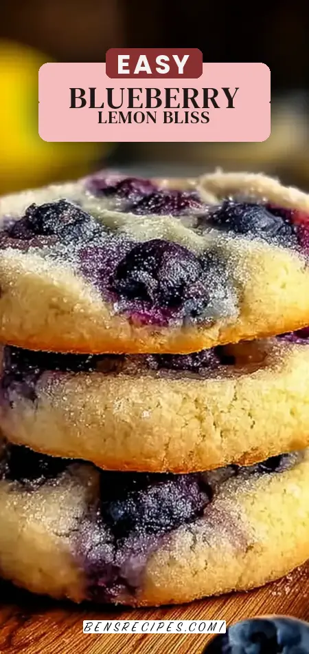 Pinterest pin (Design 2) for Lemon Blueberry Cheesecake Cookies for Sweet Spring Bliss