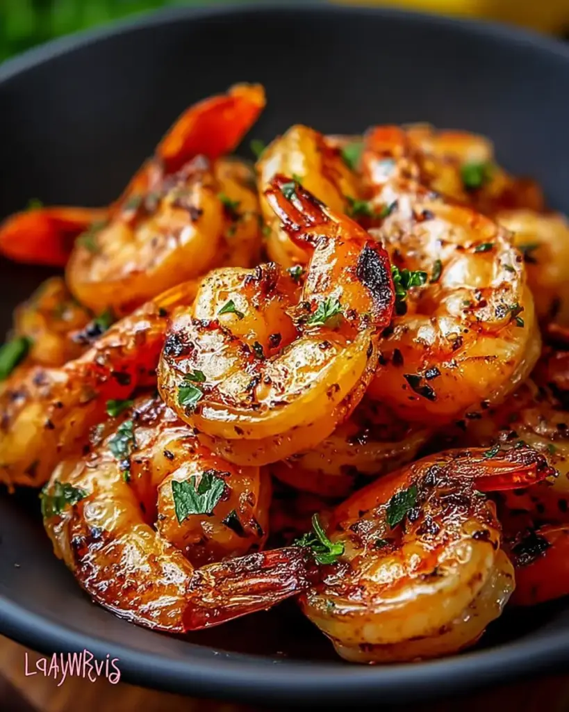 A delicious plate of Best Marinated Grilled Shrimp