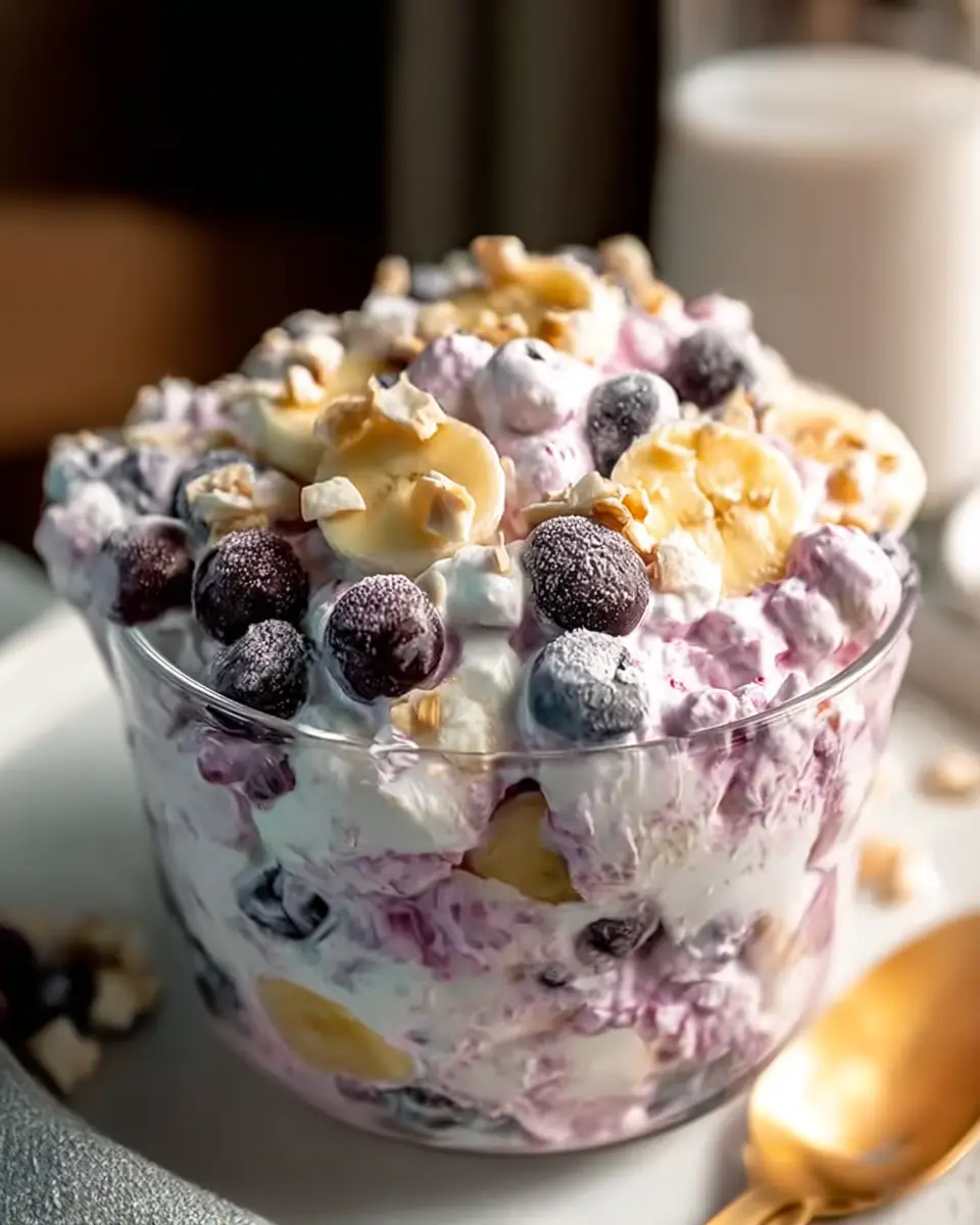 A delicious plate of Blueberry Fluff Salad