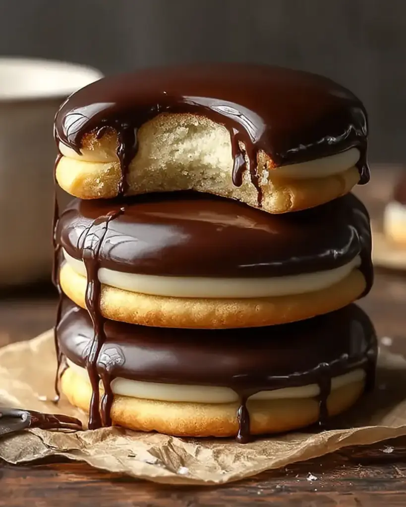 A delicious plate of Boston Cream Pie Cookies - Decadent Chocolate Treat