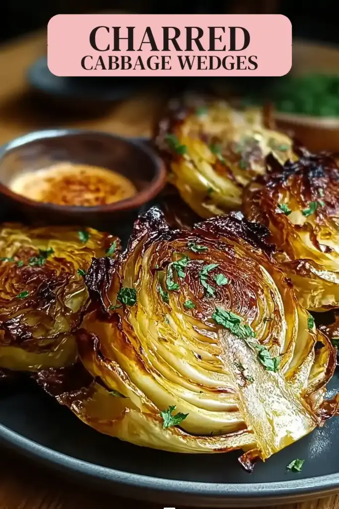 Pinterest pin (Design 2) for Irresistibly Charred Roasted Cabbage Wedges with Spicy Aioli