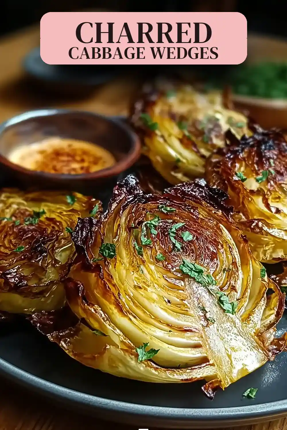 Irresistibly Charred Roasted Cabbage Wedges with Spicy Aioli